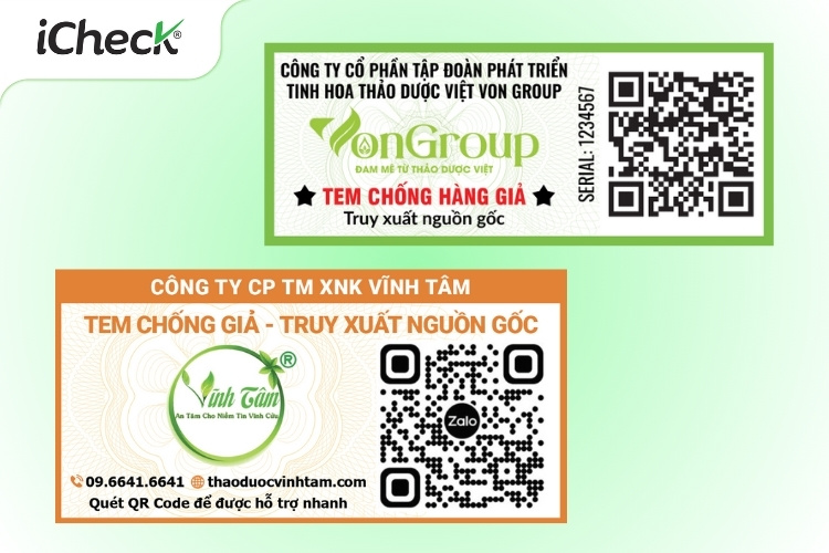 Mẫu tem truy xuất nguồn gốc kết hợp chống giả