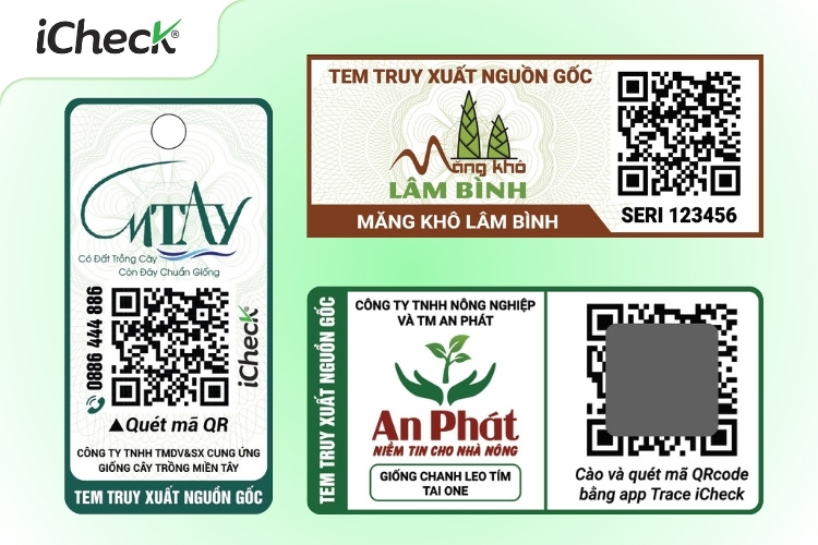 Một số mẫu tem truy xuất nguồn gốc chứa mã QR