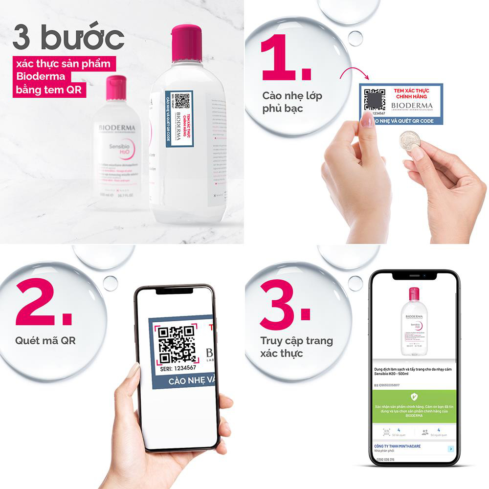 Thực hiện cào nhẹ lớp phủ bạc, quét mã qr và truy cập trang xác thực để check thông tin (Nguồn: Bioderma)
