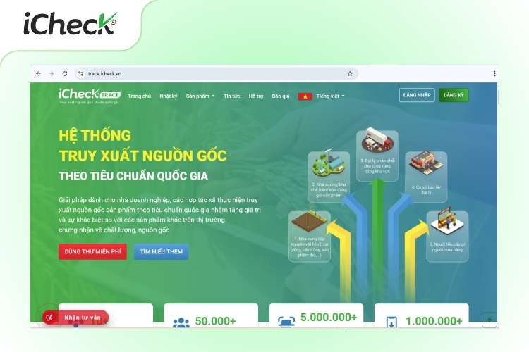 Trang web của iCheck Trace
