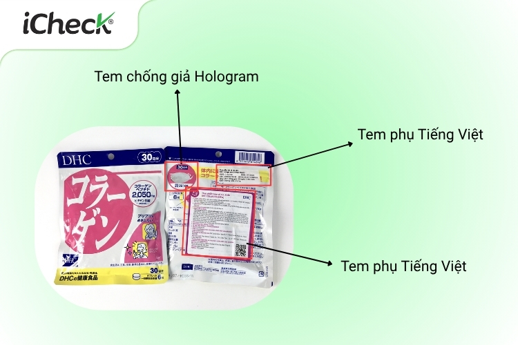 DHC nhập khẩu sẽ có tem chống giả và tem phụ Tiếng Việt