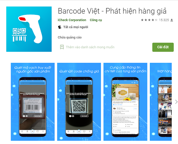 Barcode Việt- ứng dụng check mã vạch, mã QR Code truy xuất thông tin sản phẩm