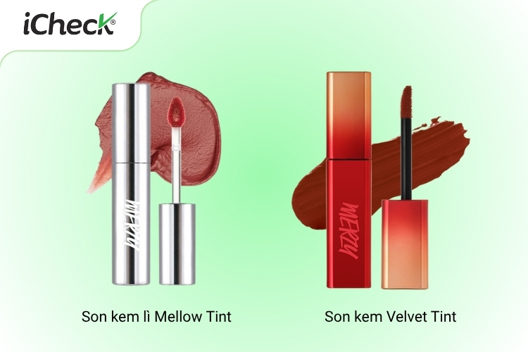 2 dòng son nổi bật của Merzy như Velvet Tint và Mellow Tint