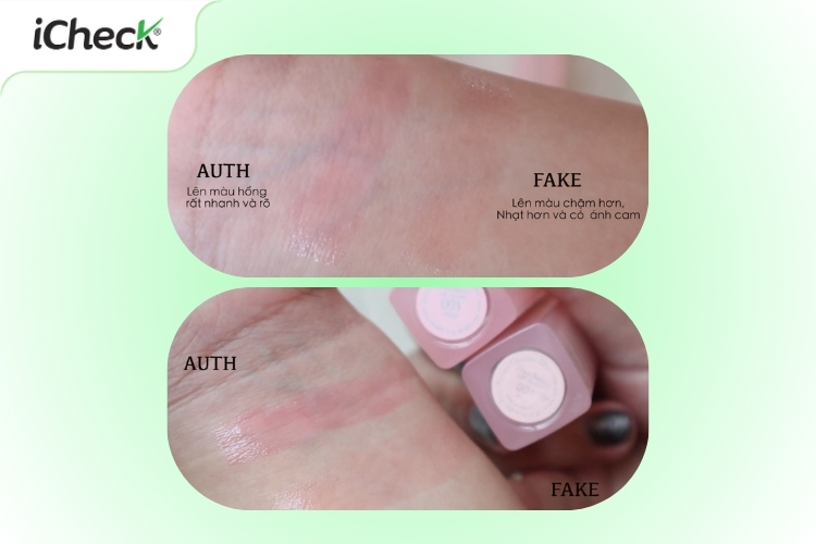 Test son dưỡng Dior thật giả lên tay và nhận biết