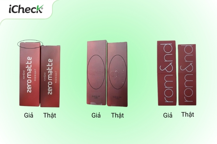 Hộp giấy son Romand thật nhỏ hơn son giả