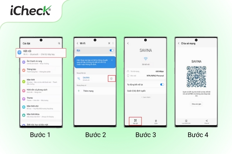 Các bước lấy mã QR Wifi trên Android