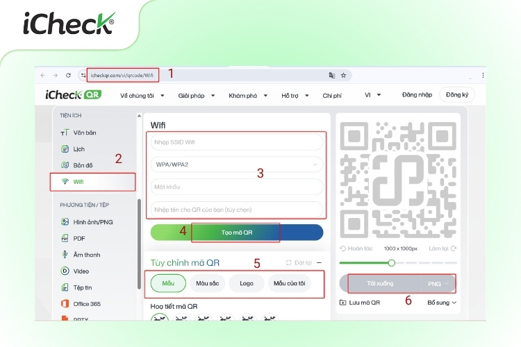 Tạo mã QR Wifi cho iPhone bằng công cụ online - iCheckQR