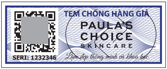 Mẫu tem chống giả QR Code iCheck triển khai cho Paula’s Choice Việt Nam