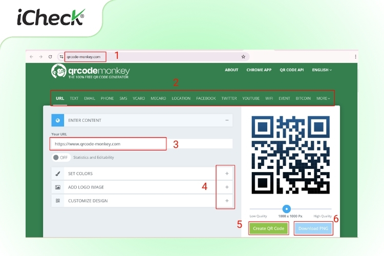 Các bước tạo mã QR Code trên web QR Code Monkey