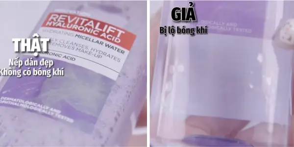 Các chi tiết trên bao bì hàng thật được in rõ ràng, tỉ mỉ, tạo cảm giác chắc chắn và chỉn chu.