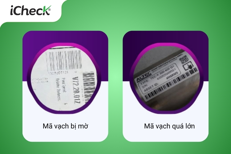 Ảnh minh họa lỗi mã vạch bị mờ và kích thước quá lớn