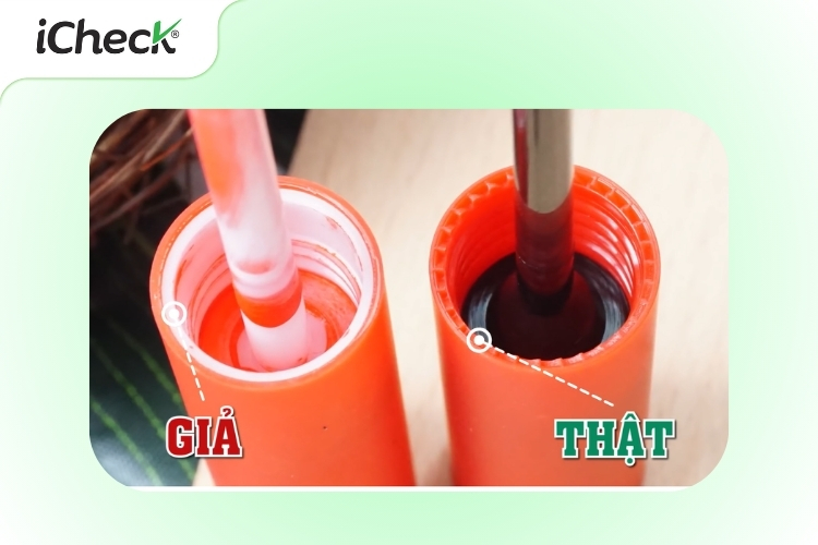 Cách phân biệt son 3CE thật giả bằng cách kiểm tra thiết kế bên trong nắp son