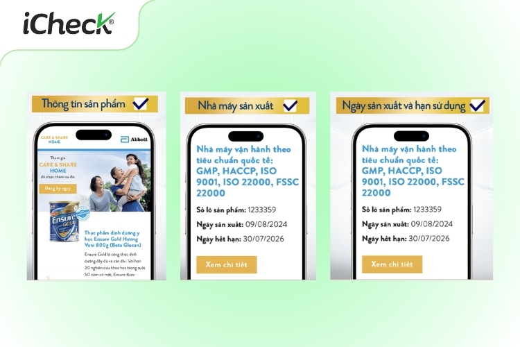 Quét mã QR ở dưới đáy lon sữa để kiểm tra thông tin chi tiết về sữa Ensure Gold nhập khẩu chính hãng
