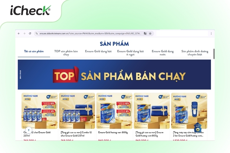 Trang web chính thức của Ensure Việt Nam