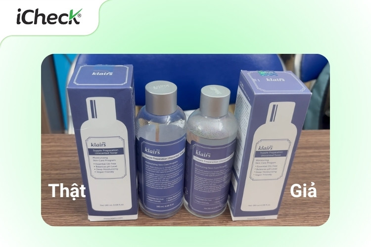Phân biệt toner Klairs thật giả qua bao bì bên ngoài