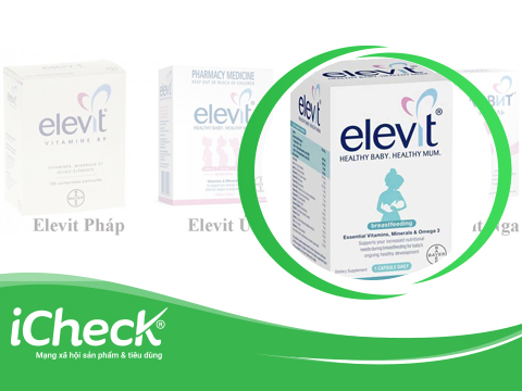 Elevit thật sẽ có in tên và logo hãng Bayer ở đâu?
