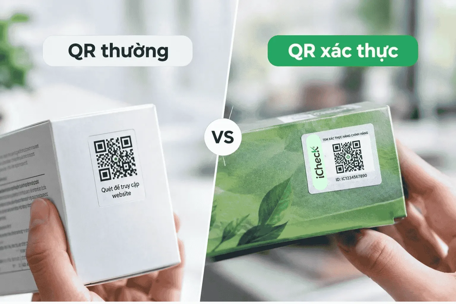 Phân biệt giữa QR thường và QR xác thực