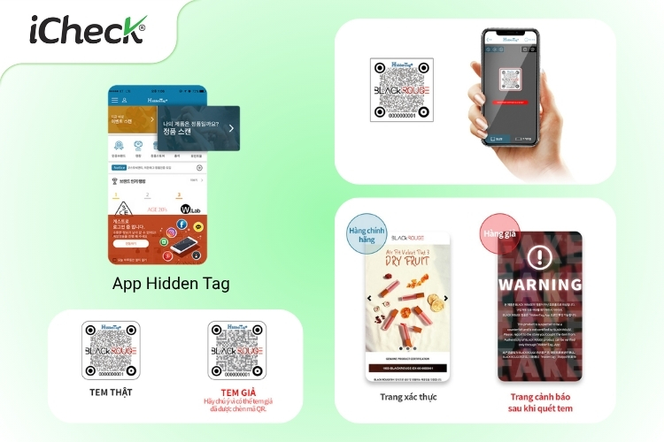 Ảnh minh họa khi kiểm tra tem Hidden Tag trên bao bì son Black Rouge