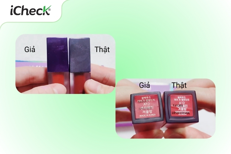 Cách phân biệt son Black Rouge thật và giả qua thiết kế nắp và tem đáy son
