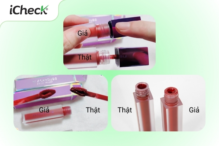 Phân biệt son Black Rouge fake và auth qua thiết kế phần mở nắp và đầu cọ son