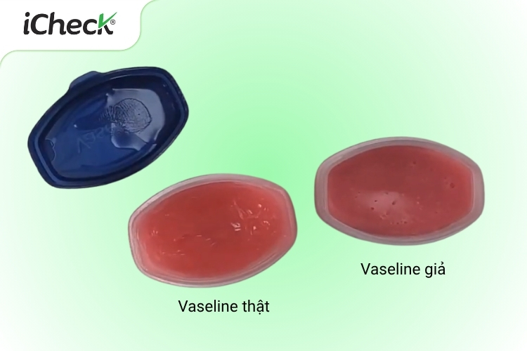 Chất son Vaseline thật mềm, ẩm mịn - Vaseline giả khô cứng như sáp, còn có hạt li ti
