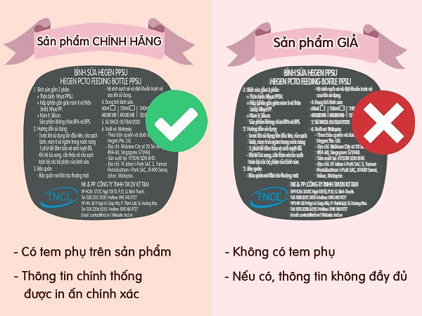 cách phân biệt bình sữa hegen thật giả