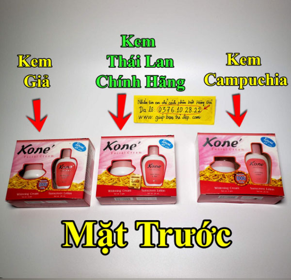 Cách phân biệt kem Kone Thái thật giả thông qua mặt trước 