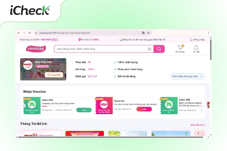 Trang web chính thức của Con Cưng- Nhà phân phối sữa Meiji chính hãng