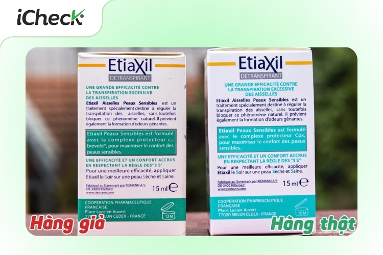 Phân biệt Etiaxil thật giả qua font chữ, màu sắc in trên vỏ hộp