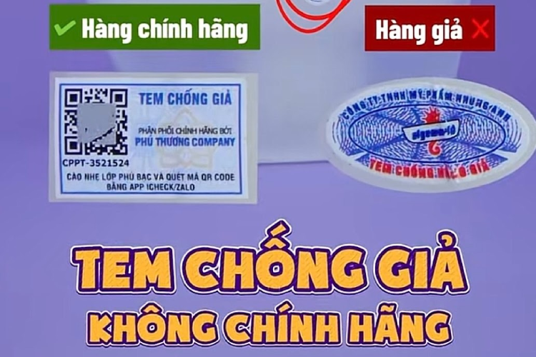 Lưu ý tem chống giả phải tích hợp mã QR để xác thực sản phẩm. Ngoài ra, các loại tem chống giả khác đều là hàng không chính hãng. 