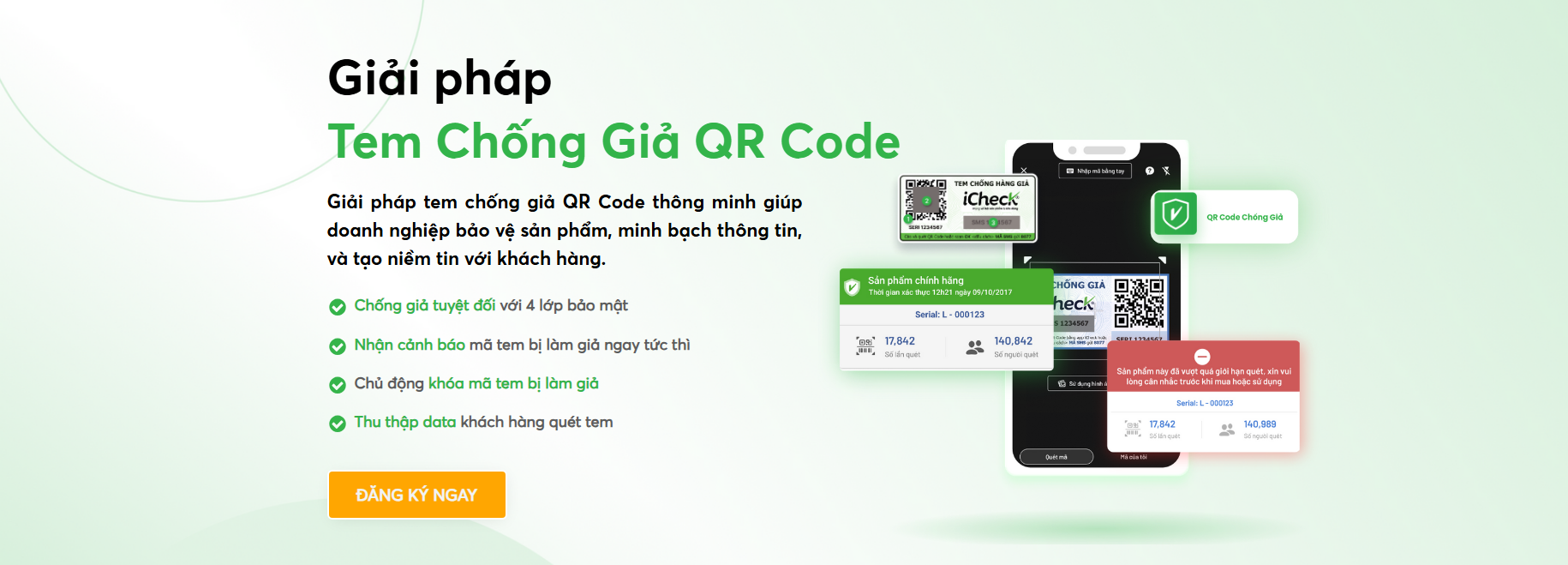 Giải pháp phù hợp cho doanh nghiệp muốn chống giả bền vững và kiểm soát toàn diện sản phẩm trên thị trường.