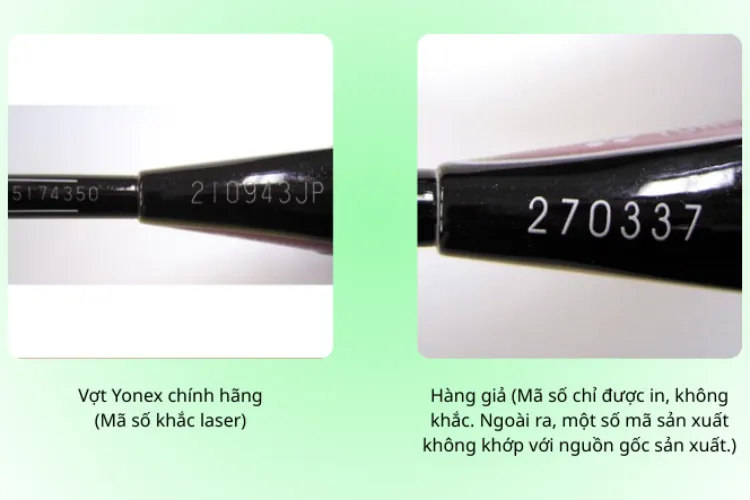 Phân biệt vợt Yonex thật giả
