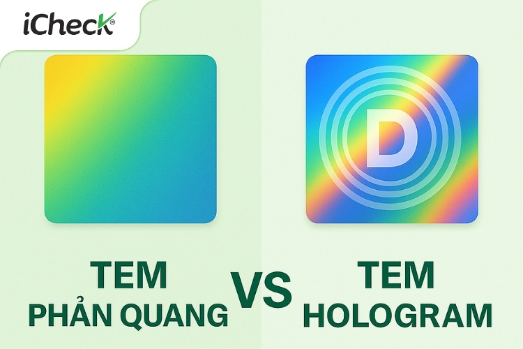 Ảnh minh họa sự khác nhau giữa tem Hologram với tem phản quang