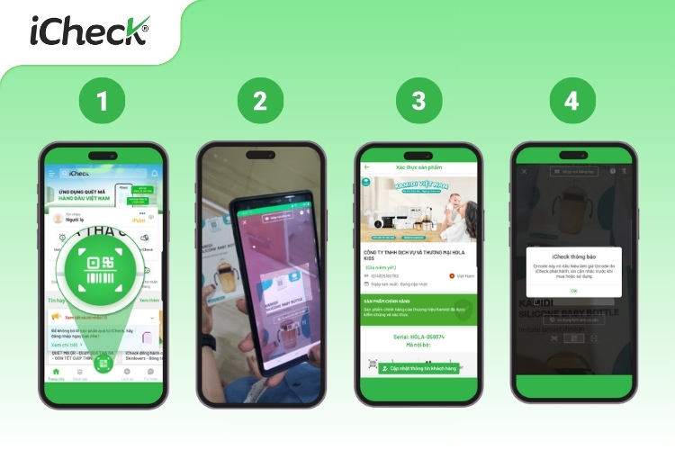 Giao diện ứng dụng và hướng dẫn quét mã QR trên app iCheck Scan