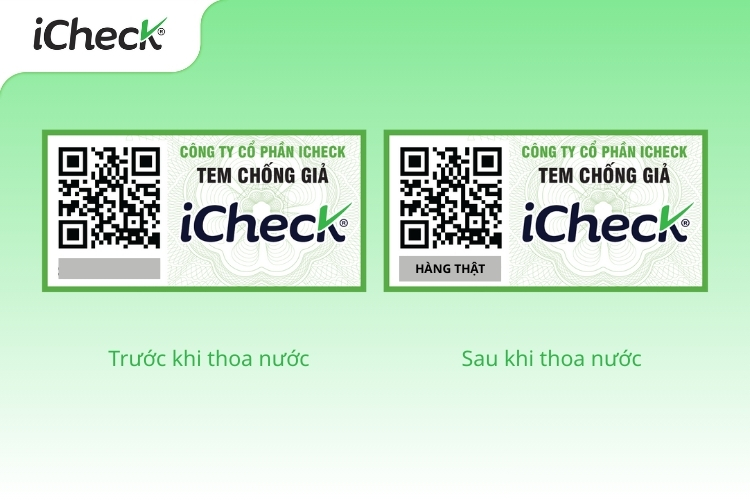 Ảnh minh họa tem trước và sau khi thoa nước