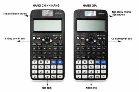 Phân biệt máy tính Casio thật - giả qua tem chống giả, độ sắc nét và thiết kế nút bấm