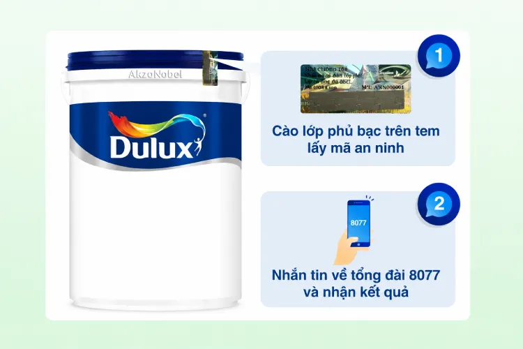 Tem chống hàng giả Dulux Hologram kết hợp SMS phủ cào
