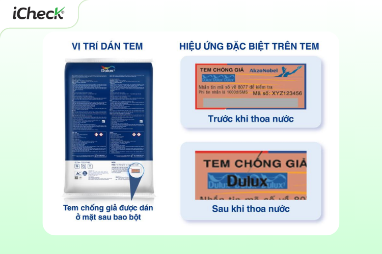 Tem chống hàng giả Dulux công nghệ nước