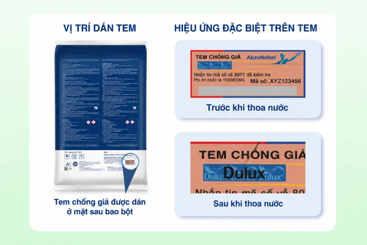 Tem chống hàng giả Dulux công nghệ nước