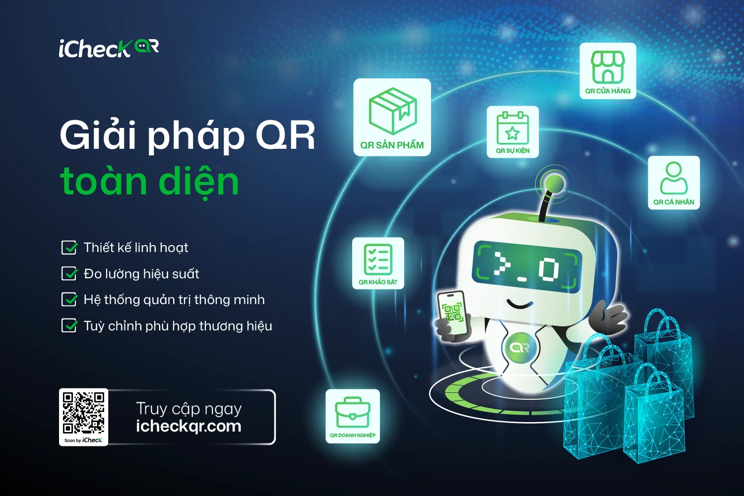 iCheckQR hỗ trợ tạo mã QR với hơn 40 loại nội dung