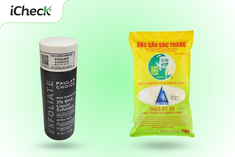 Tem chống giả trên một số sản phẩm nổi tiếng như mỹ phẩm Paula's choice và gạo ST25