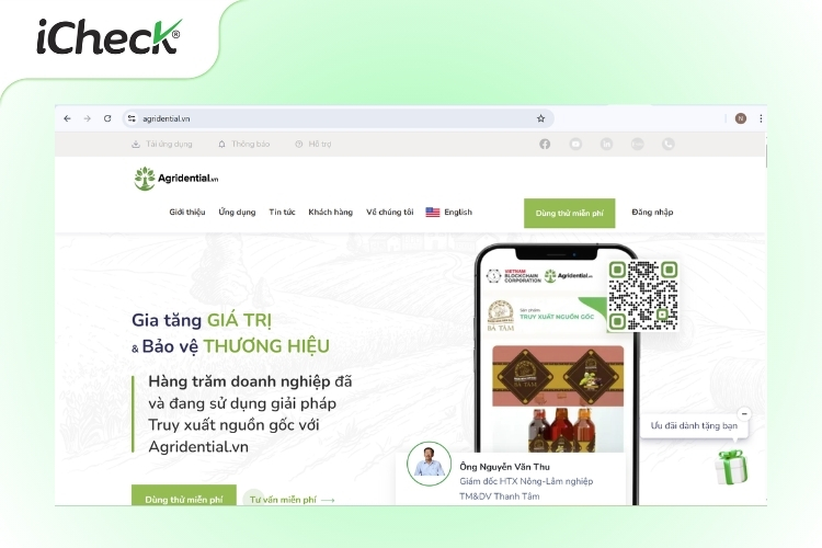 Website truy xuất nguồn gốc - Agridential
