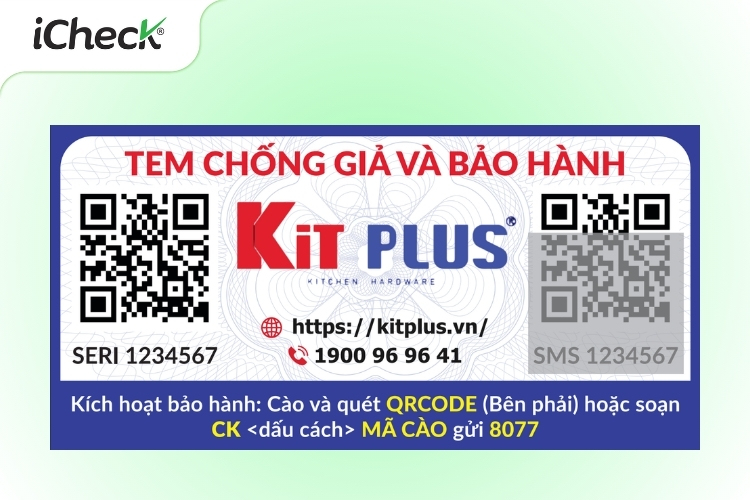 Hình ảnh minh họa tem bảo hành kết hợp chống giả với thông tin chi tiết