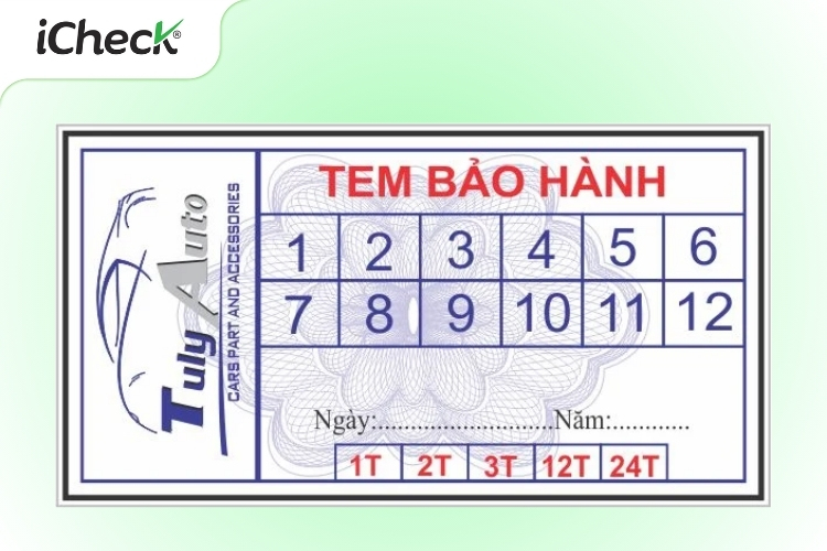 Tem bảo hành hình chữ nhật