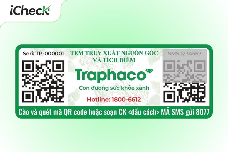 Ảnh tem truy xuất nguồn gốc và tích điểm của Traphaco