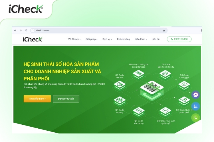 Giao diện website icheck.com.vn