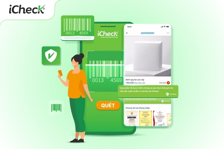 Quét mã vạch với app iCheck Scan để kiểm tra sản phẩm