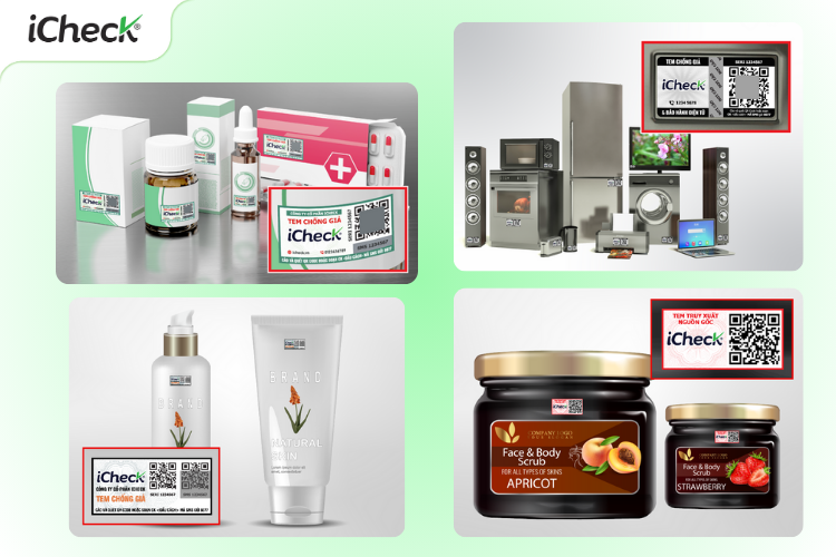 Minh họa tem chống hàng giả được dán trên các sản phẩm