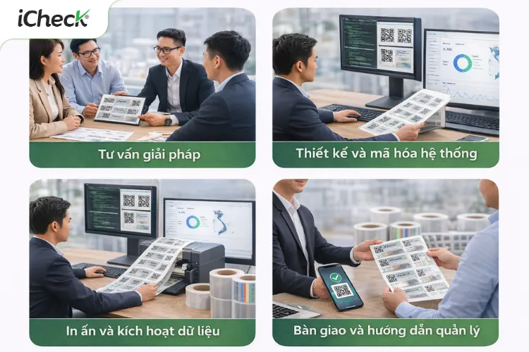 Quy trình 4 bước in tem chống hàng giả tại iCheck