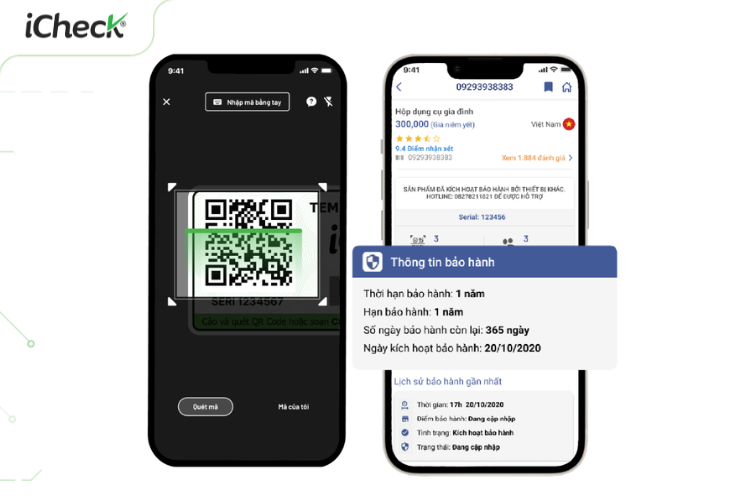Giao diện hệ thống bảo hành điện tử qua mã QR Code